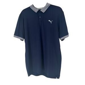 Puma Golf Mens Standard Lions Peacoat Blue Golf Polo Sz Medium
